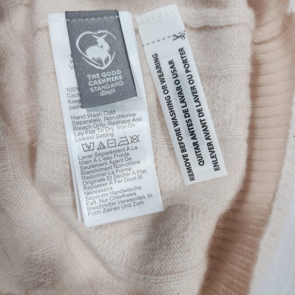 J.Crew Cashmere Cable Knit Sweater Vest Cream Gold Crest Button V-Neck XS - Picture 10 of 15